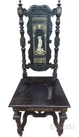 Sedia Ebanizzata Intarsiata Lombarda XIX sec.
