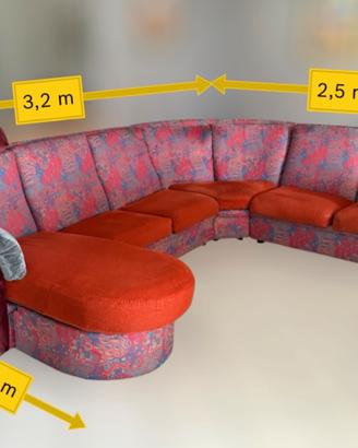 Divano a C in tessuto mt. 3,20x2,50x1,60