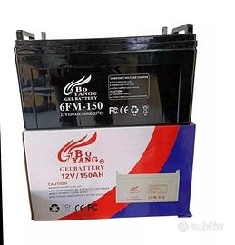 Batteria gel 12V 150AH Fotovoltaico camper luci TV