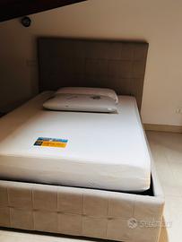 Letto matrimoniale contenitore ecopelle e materass