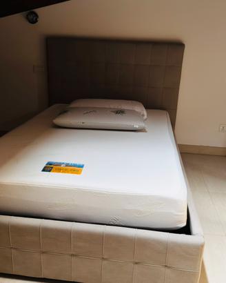 Letto matrimoniale contenitore ecopelle e materass