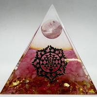 Piramide Orgonite Quarzo Rosa Ottone