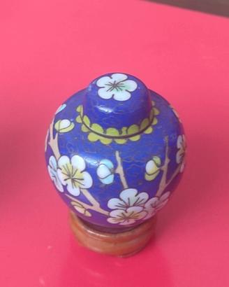 Tris Miniature Vasi Cloisonné Cinese Vintage