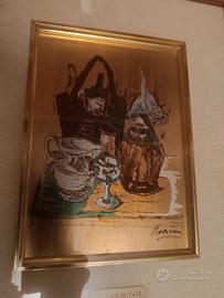 Quadro  dipinto a mano su foglia oro