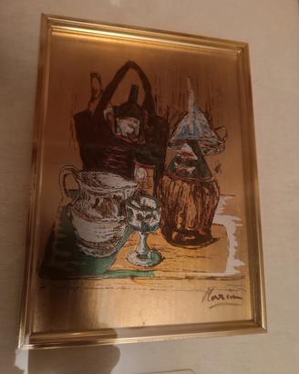Quadro  dipinto a mano su foglia oro