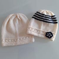2 cappellini lana artigianali bimba 2/3 anni