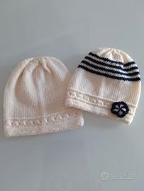2 cappellini lana artigianali bimba 2/3 anni