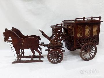 Antica  Diligenza Carrozza Francese XVIII legno 