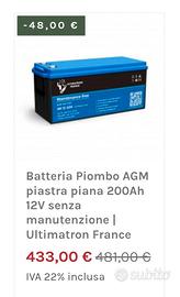 2batterie AGM 12Volt 200Ah.Ultimatron france  600€