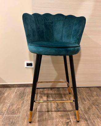 Coppia di sedie in velluto colore verde petrolio
