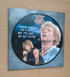 Vinile 33 giri a quadro omaggio a Bon Jovi 
