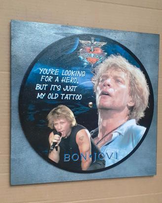 Vinile 33 giri a quadro omaggio a Bon Jovi 