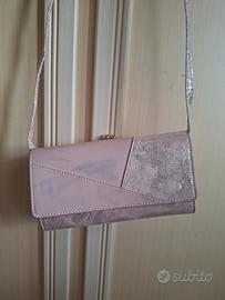 pochette/portafoglio rosa metallizzato