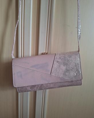 pochette/portafoglio rosa metallizzato