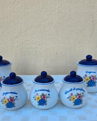 Set portaspezie vintage in ceramica 5 pezzi