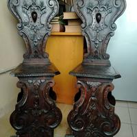 coppia di sgabelli antichi neorinascimentali di s