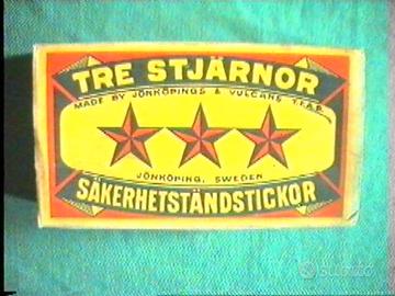 Scatola Fiammiferi Svedesi Tre Stelle Stjarnor