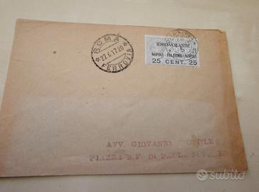 Busta 1917 AEROFILIA "Idrovolante Napoli-Palermo"