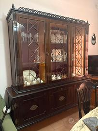 Credenza vetrina d’epoca in legno ante in vetro