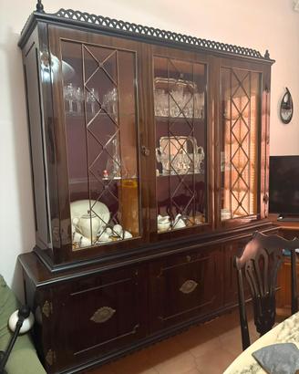 Credenza vetrina d’epoca in legno ante in vetro