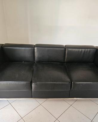 Divanetto 3 posti in eco-pelle stile Le Corbusier 