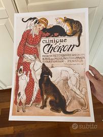 Poster stampa quadro cani Gatti liberty steinlen
