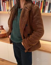 Cappotto corto pelliccetta sintetica marrone