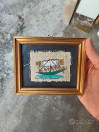 Quadro con papiro autentico - Barca egizia