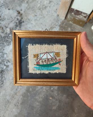 Quadro con papiro autentico - Barca egizia