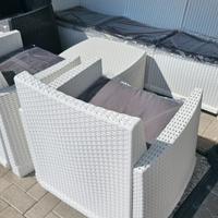 Set Giardino Resina Divano 3 posti Bianco o Nero 