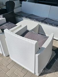 Set Giardino Resina Divano 3 posti Bianco o Nero 