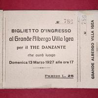 Carnet ingressi Grande Albergo Villa Igea anni '20