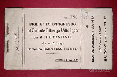 Carnet ingressi Grande Albergo Villa Igea anni '20