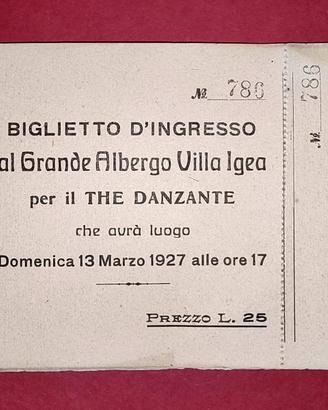 Carnet ingressi Grande Albergo Villa Igea anni '20