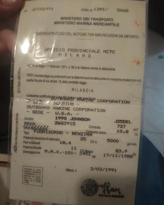 Motore fuoribordo Johnson 737