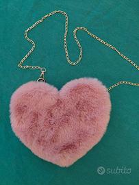 borsa a cuore rosa