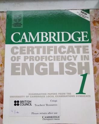 Cambridge Certificate of Proficiency in English 1.