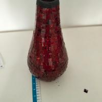 Vaso Decorativo Mosaico in Vetro Rosso Oro Nero Fa