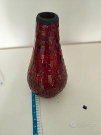 Vaso Decorativo Mosaico in Vetro Rosso Oro Nero Fa