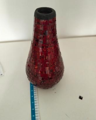 Vaso Decorativo Mosaico in Vetro Rosso Oro Nero Fa