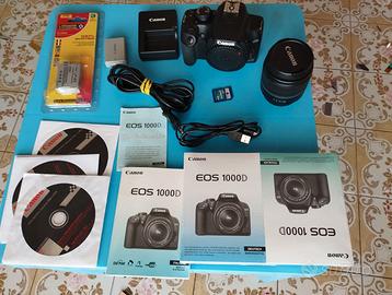 Fotocamera Canon EOS 1000D SLR con accessori