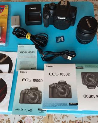 Fotocamera Canon EOS 1000D SLR con accessori
