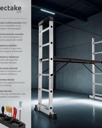 tectake® Scala Alluminio 4 in 1 Multifunzione