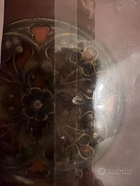 diario in pelle e cuoio con rosa in metallo