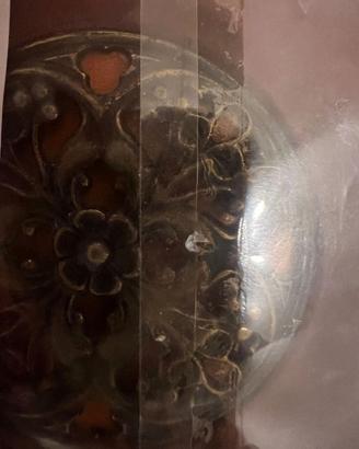 diario in pelle e cuoio con rosa in metallo