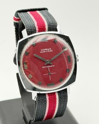 karux bordeaux nos vintage watch swiss made 34mm