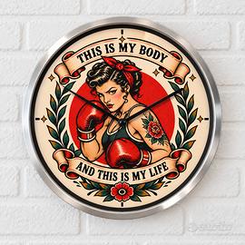 orologio da parete  stile oldschool tattoo boxer 