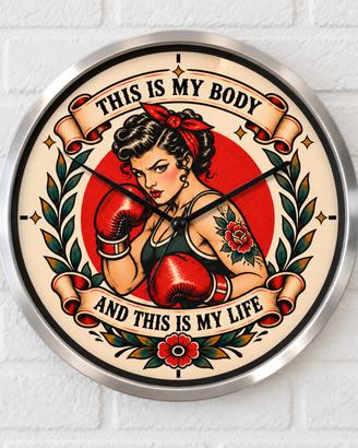 orologio da parete  stile oldschool tattoo boxer 