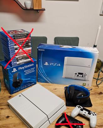 PS4 BIANCA + CUFFIE WIRELESS ORIGINALI 