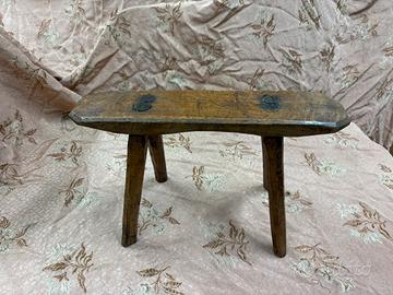 ANTICO SGABELLO DA MUNGITURA ORIGINALE DEL 1900